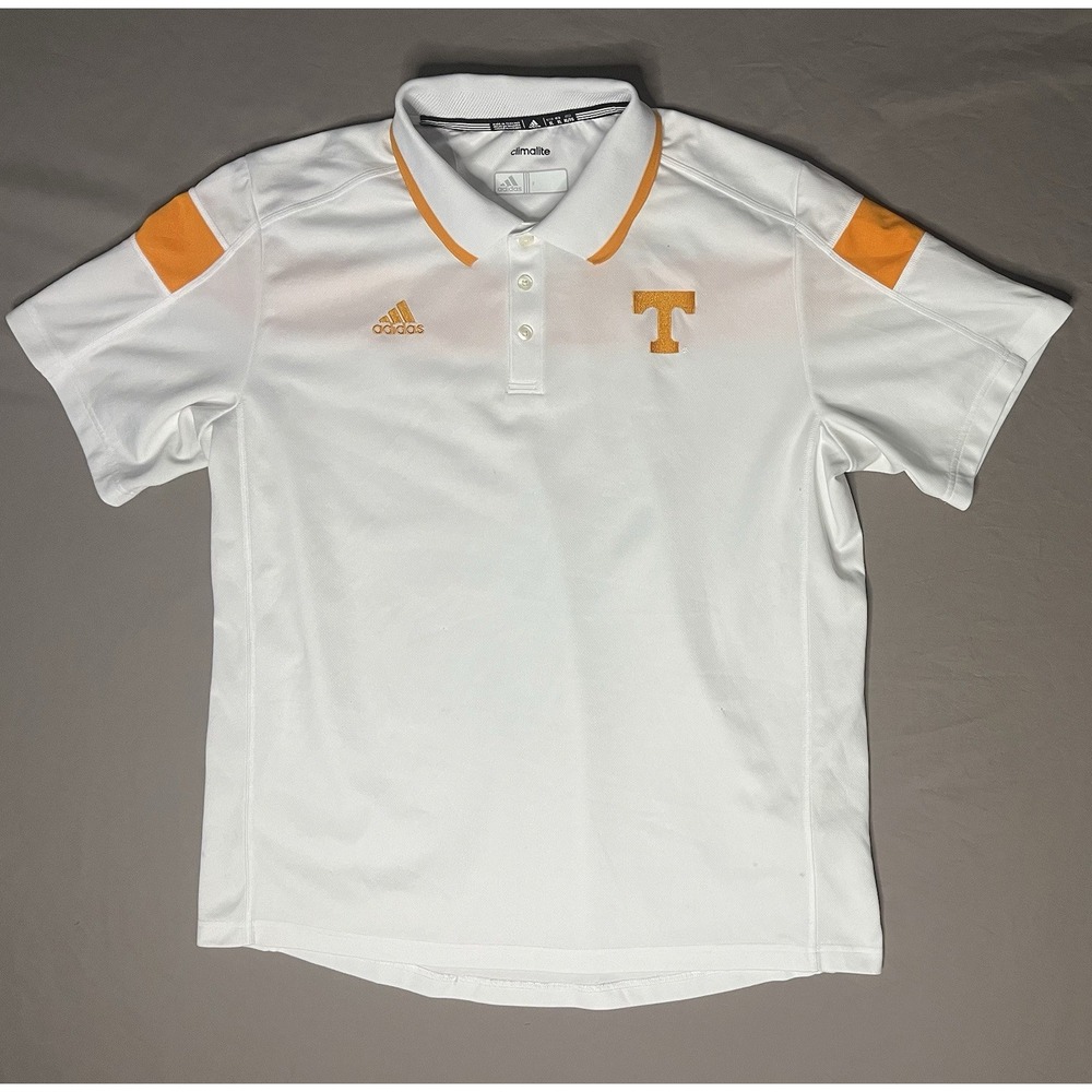 Adidas Tennessee Volunteers Polo Shirt Men's Size XL White Short Sleeve Football